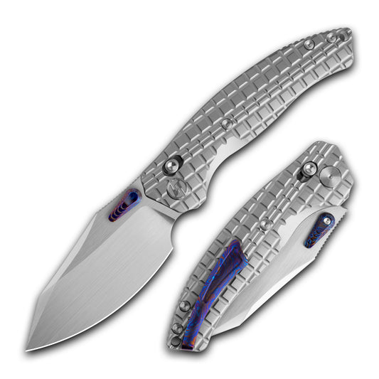 T052 Mastiff Folding Knife 3.54'' Bohler M390 Blade + Titanium Handle - Crossbar Lock - Thumb Stud