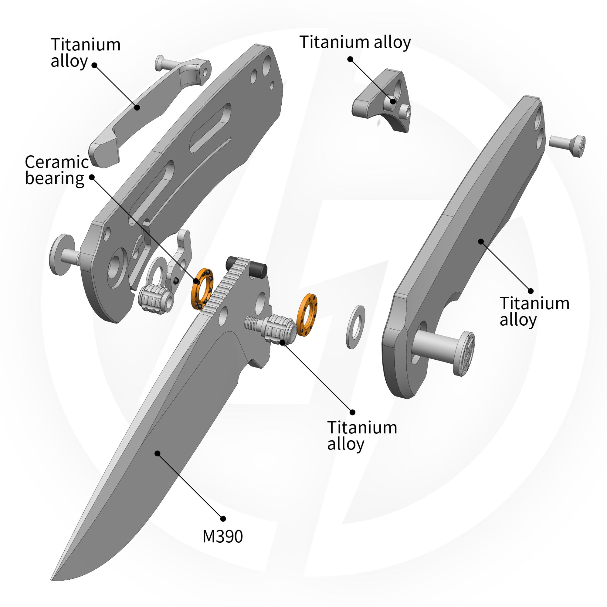 Ti-Bomber 2.0 T065 - Drop Point（2.95"+Bohler M390 +Titanium）