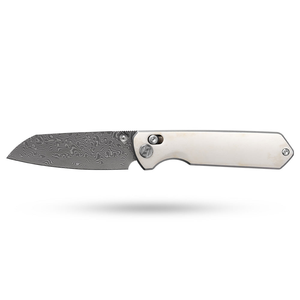 Imperial Penguin M060(3.35''+Damascus+Cow bone)-Axis lock-thumb stud