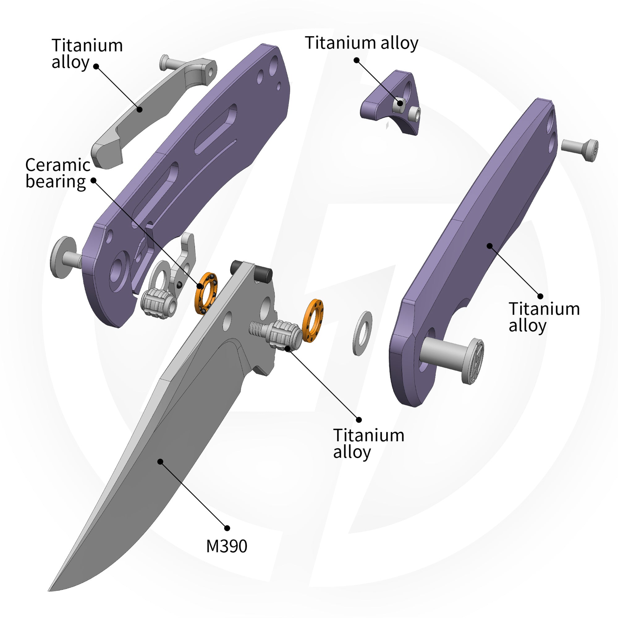 Ti-Bomber 2.0 T068（2.95"+Bohler M390 +Titanium）-OLITANS