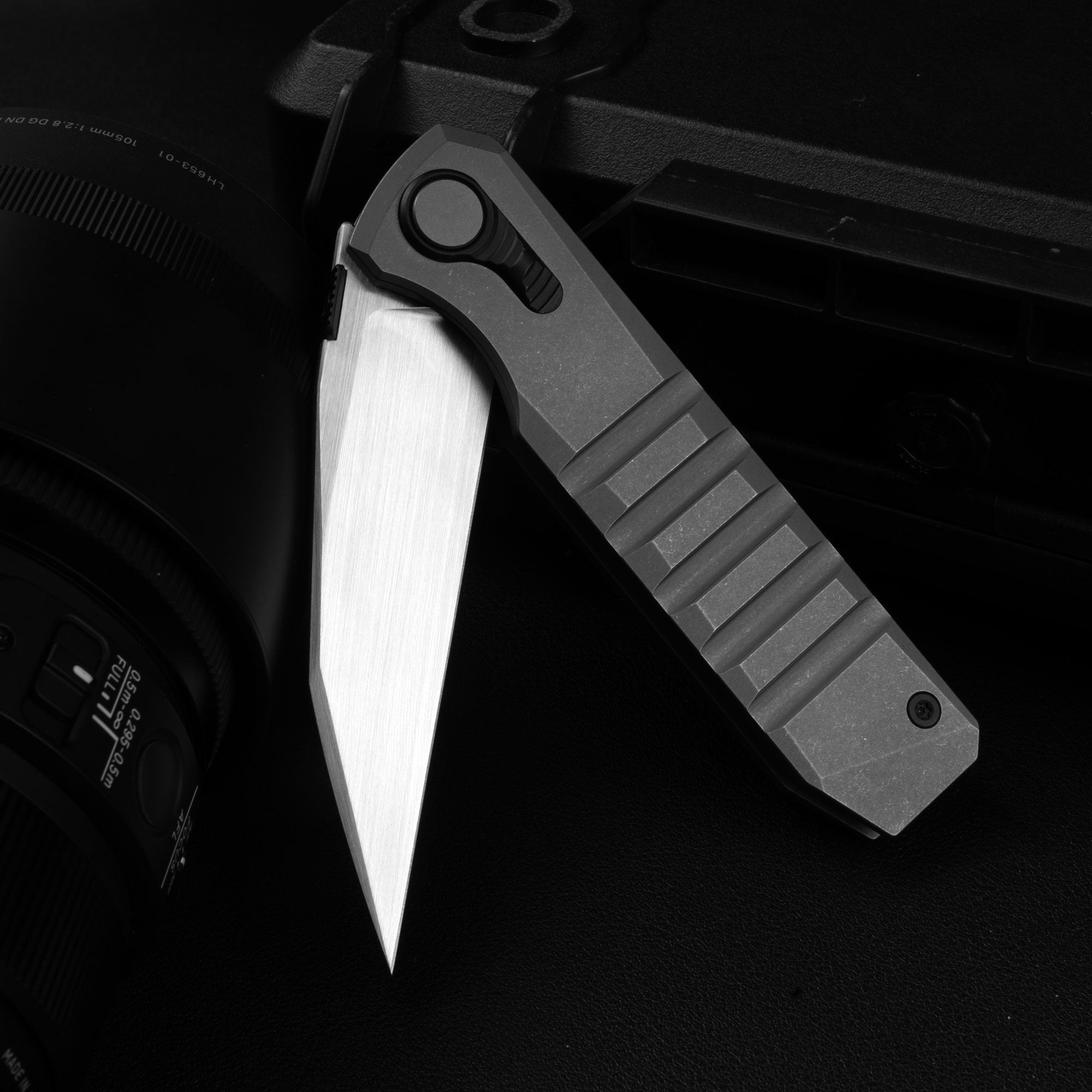Hoopoe T082（3.42"+S45VN + Stonewash Titanium）- Horizontal Hand Satin