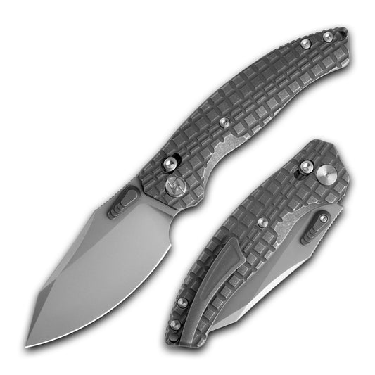 T052 Mastiff Folding Knife 3.54'' Bohler M390 Blade + Titanium Handle - Crossbar Lock - Thumb Stud