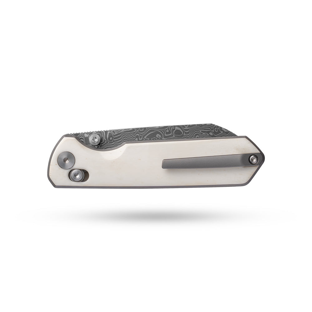 Imperial Penguin M060(3.35''+Damascus+Cow bone)-Axis lock-thumb stud