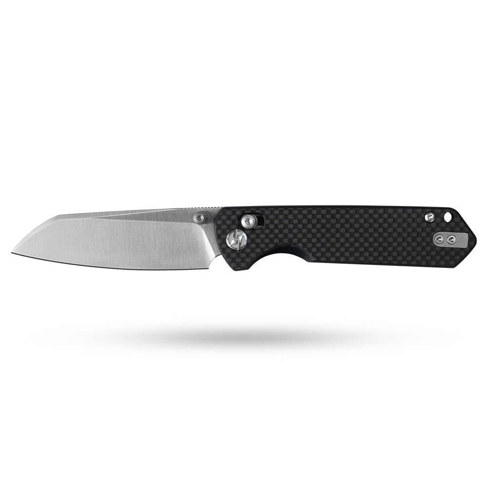 King Penguin G062 Folding Knife （3.35''+14C28N+Carbon fiber surface G10 Handle）-Crossbar Lock-Thumb Stud-Olitans