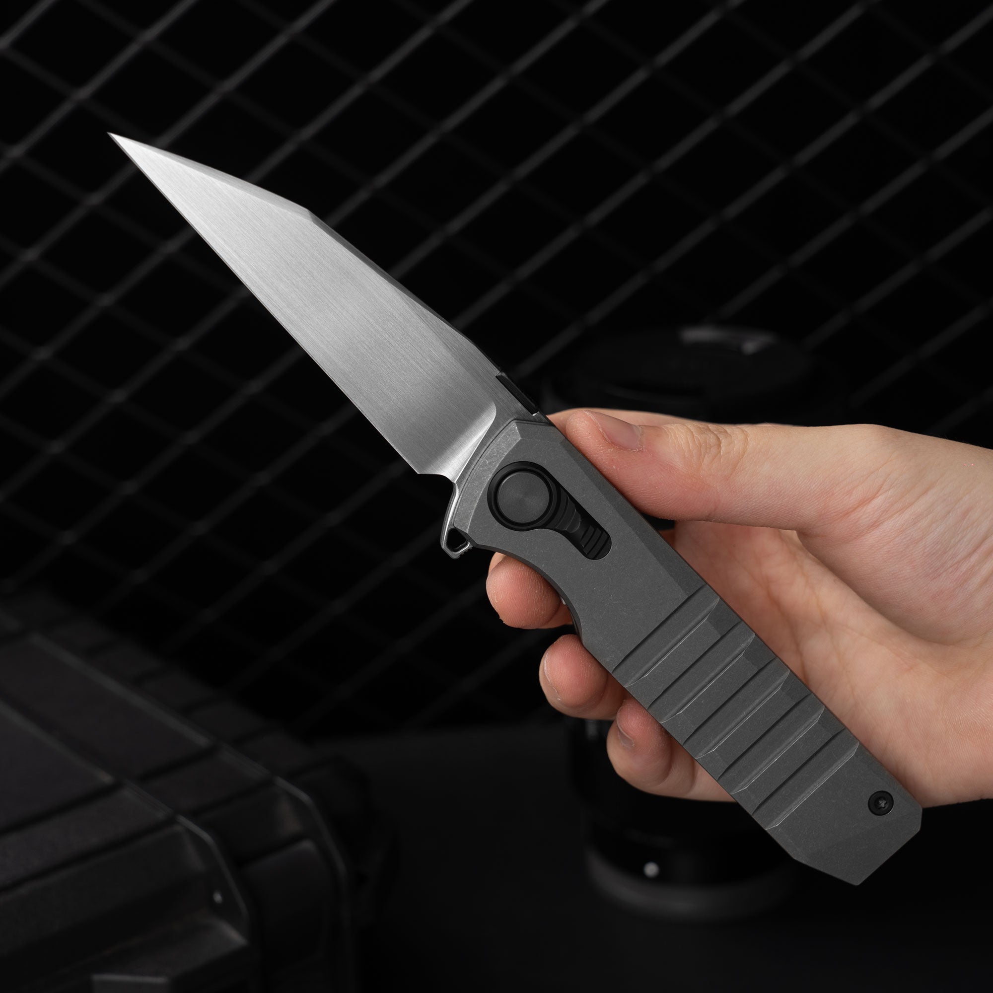 Hoopoe T082（3.42"+S45VN + Stonewash Titanium）- Horizontal Hand Satin