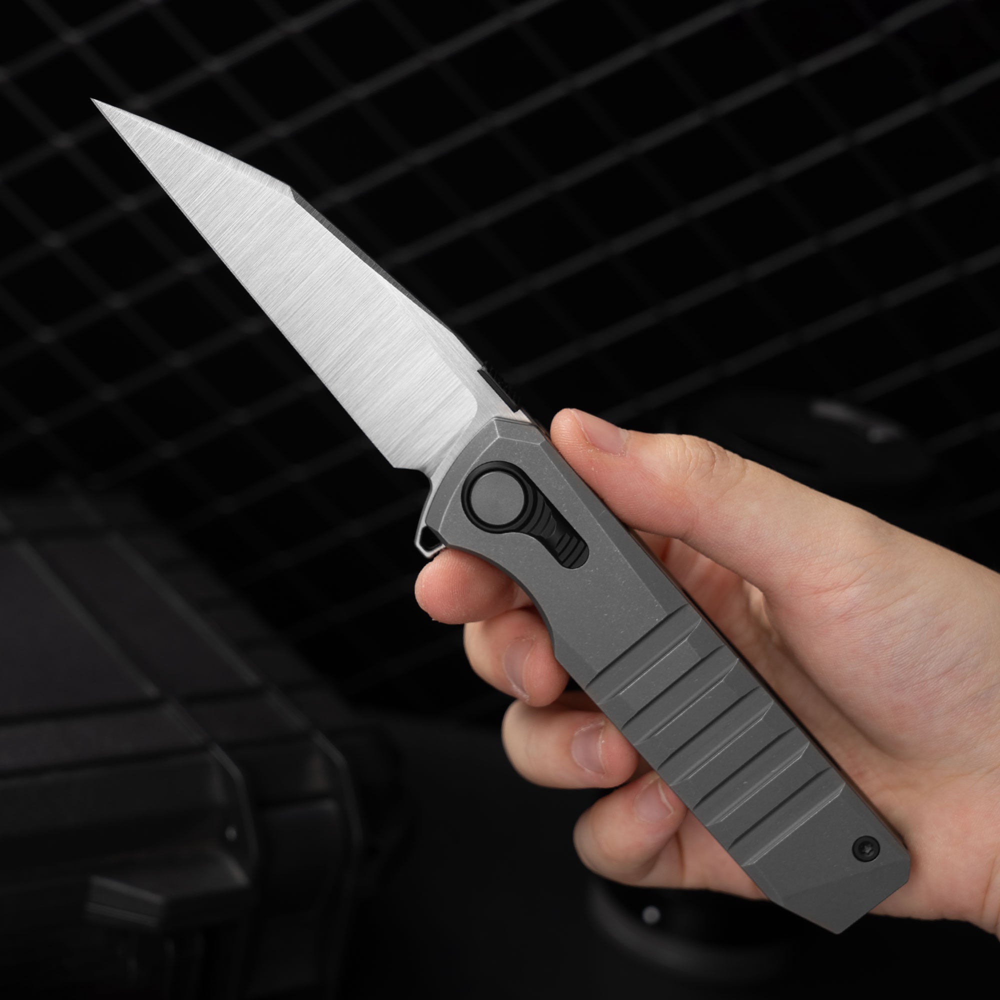 Hoopoe T082（3.42"+S45VN + Stonewash Titanium）- Vertical Hand Satin