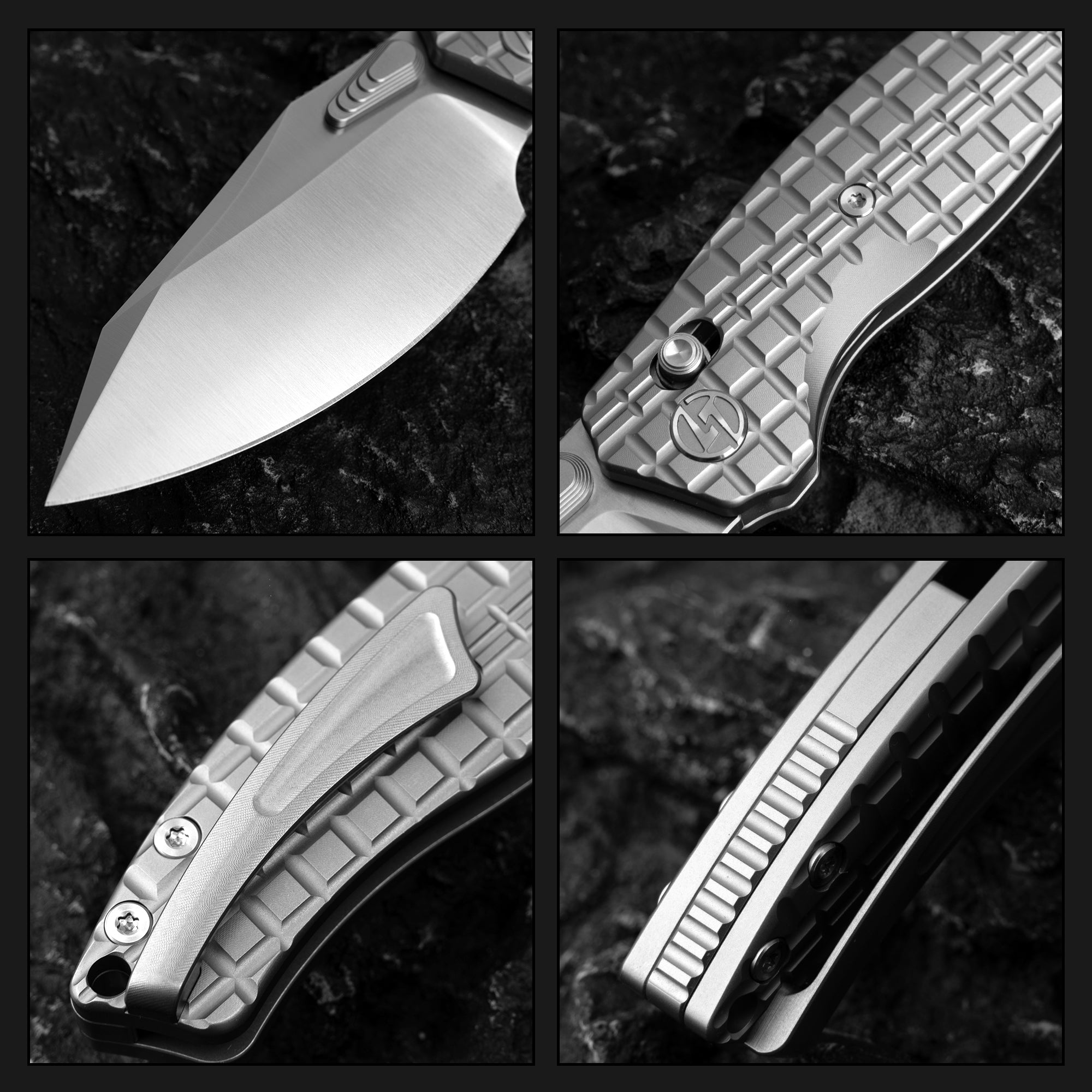 T052-Folding Knife 3.54'' Bohler M390 Blade + Titanium