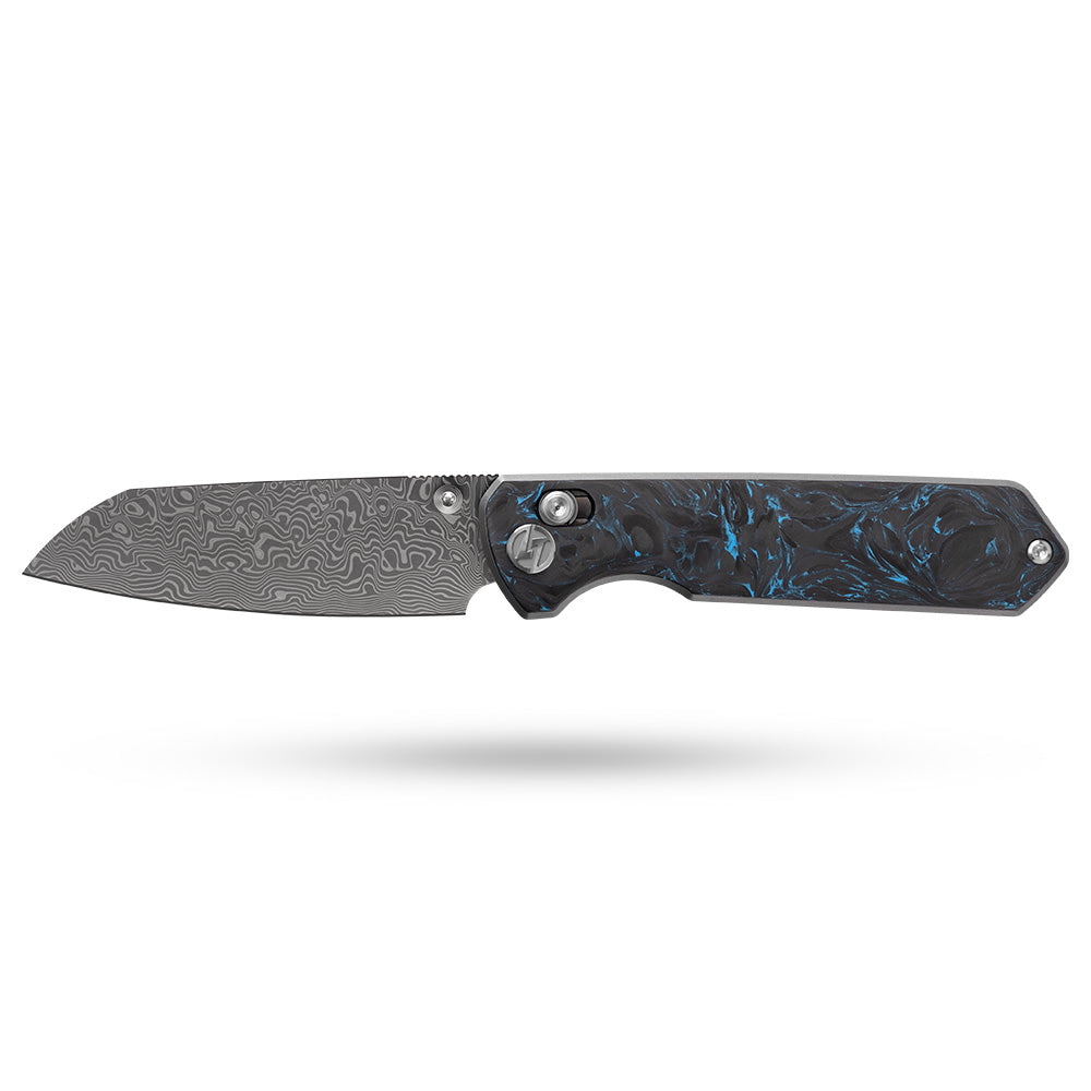 Imperial Penguin M060(3.35''+Damascus+Carbon fibre)-Axis lock-thumb stud