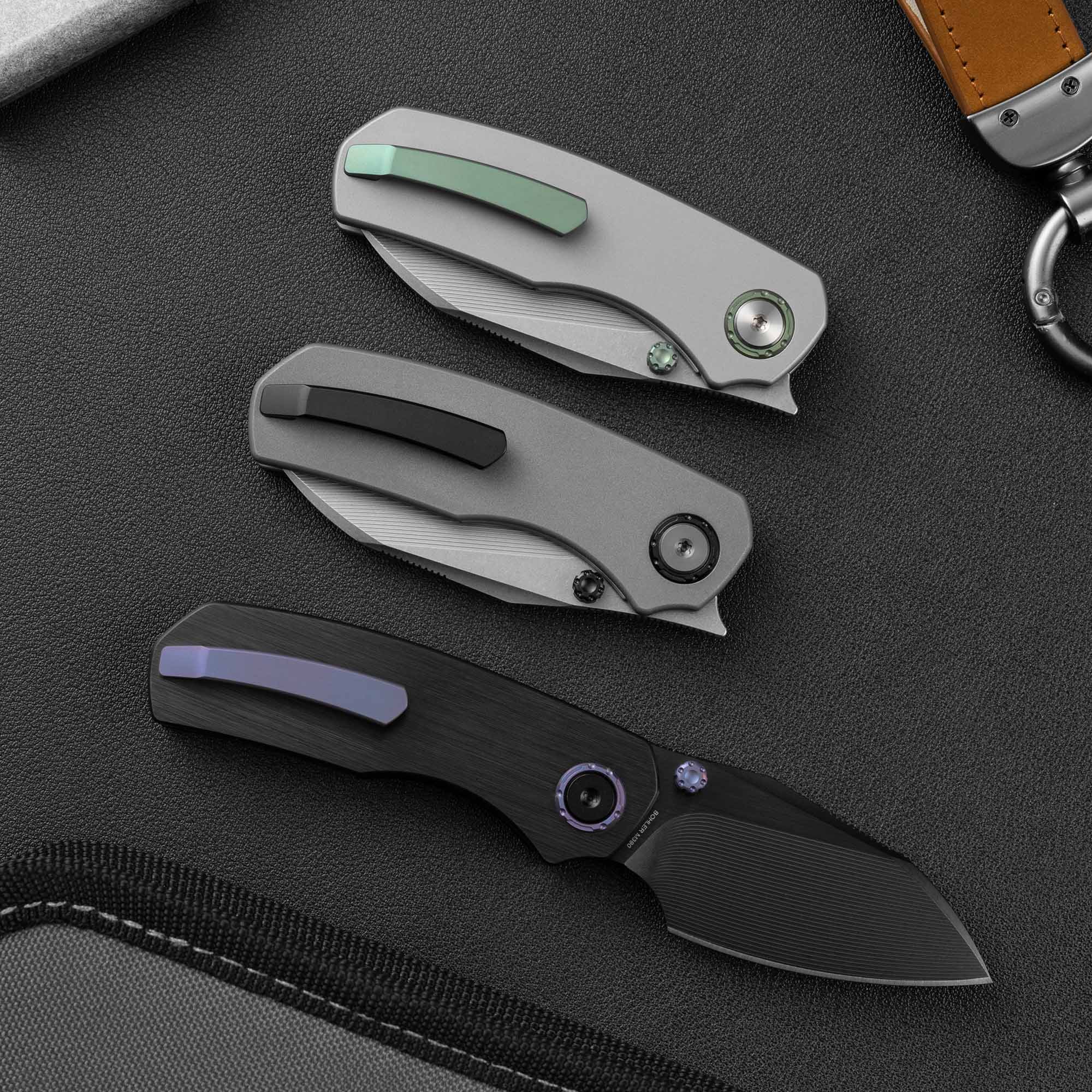 Mini Ti-Mastiff T074（ 2.36'' + Bohler M390 + Step milled+Titanium ）Folding Knife