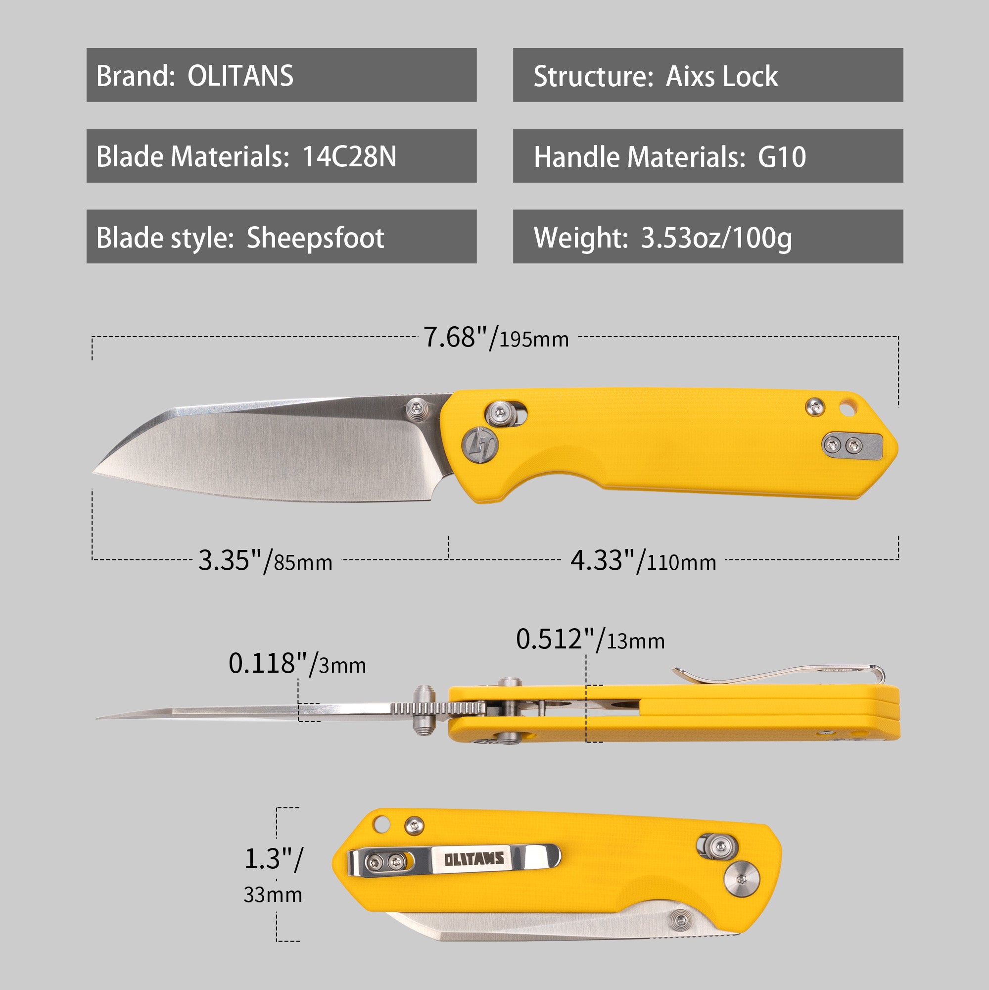 King Penguin G062 Folding Knife （3.35''+14C28N+ G10 Handle）-Crossbar Lock-Thumb Stud-Olitans