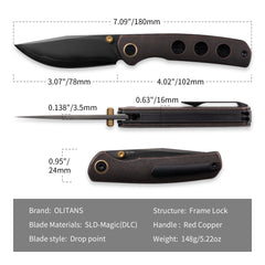 Gecko M070 (3.07"+SLD Magic+DLC+Copper)-Liner Lock-thumb stud