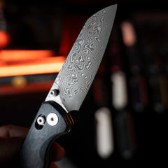 Imperial Penguin M060(3.35''+Damascus+Cow bone)-Axis lock-thumb stud