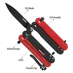 Rocket Pocket Knife (2.75''+D2+G10)-Liner Lock-Flipper-G040