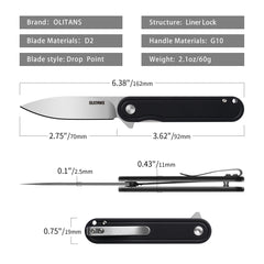 Rocket G040 (2.75''+Black D2+G10)-Liner Lock-Flipper