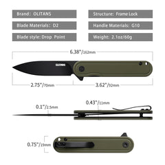 Rocket G040- (2.75''+D2+G10)-Liner Lock-Flipper-OLITANS