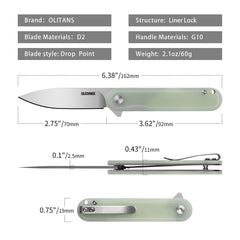 Rocket G040(2.75''+D2+ Jade G10)-Liner Lock-Flipper