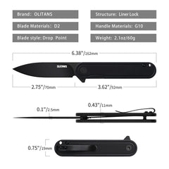 Rocket G040 (2.75''+Black D2+G10+Pvd)-Liner Lock-Flipper