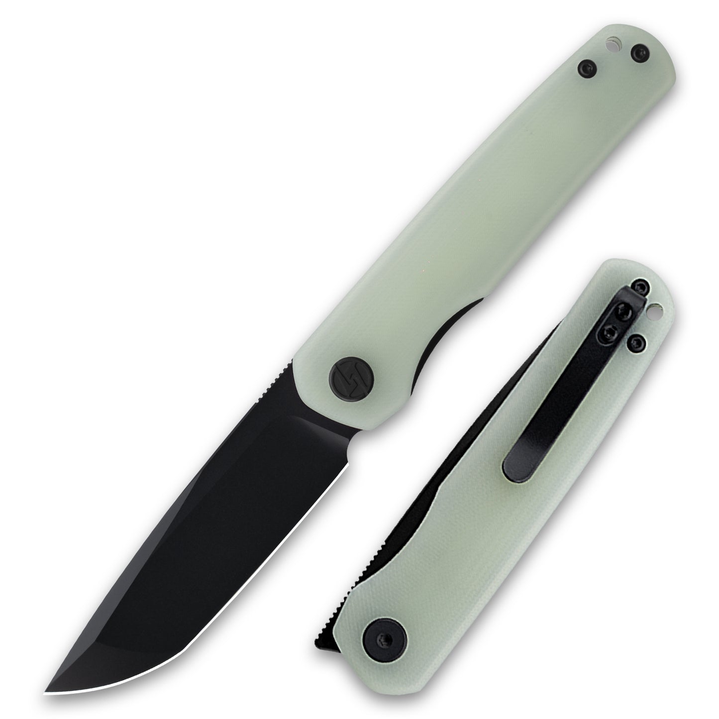 G047 Front Flipper Folding Knife 3.0" Sandvik 14C28N Blade White G10 Handle Camping Pocket Knife With Deep Carry Clip Outdoor EDC