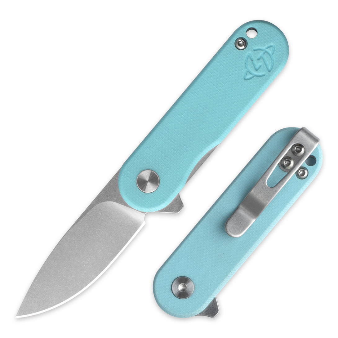 Cutty Pocket Knife 1.93'' D2 Blade+G10 Handle- Liner Lock-Flipper-G048（(White+Stonewash Blade)