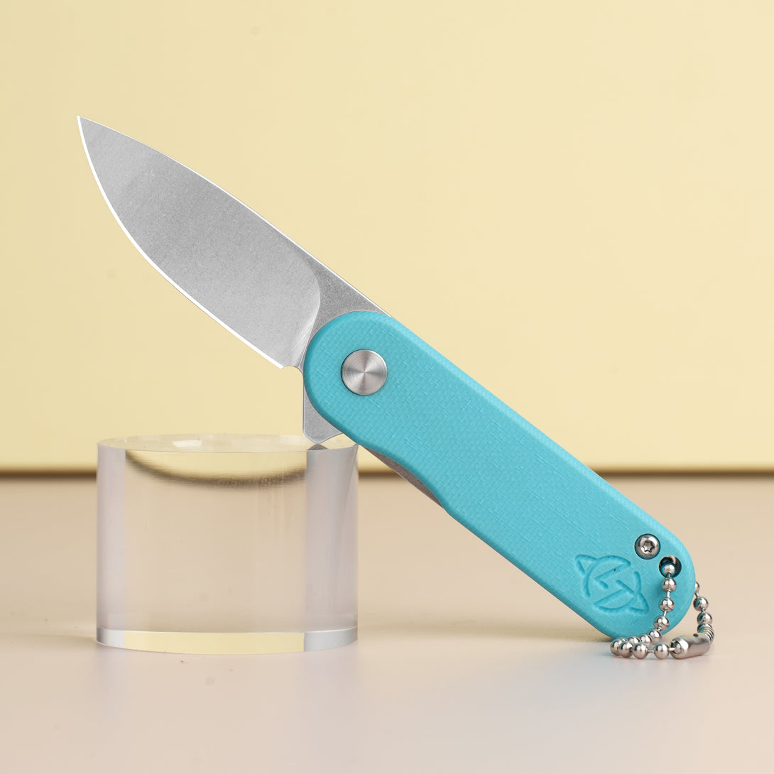 Cutty Pocket Knife 1.93'' D2 Blade+G10 Handle- Liner Lock-Flipper-G048（(White+Stonewash Blade)