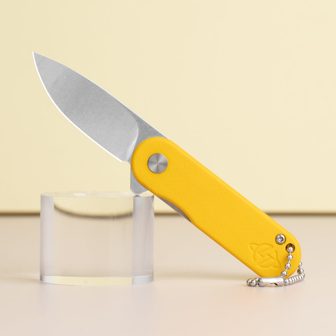 Cutty Pocket Knife 1.93'' D2 Blade+G10 Handle- Liner Lock-Flipper-G048（(White+Stonewash Blade)