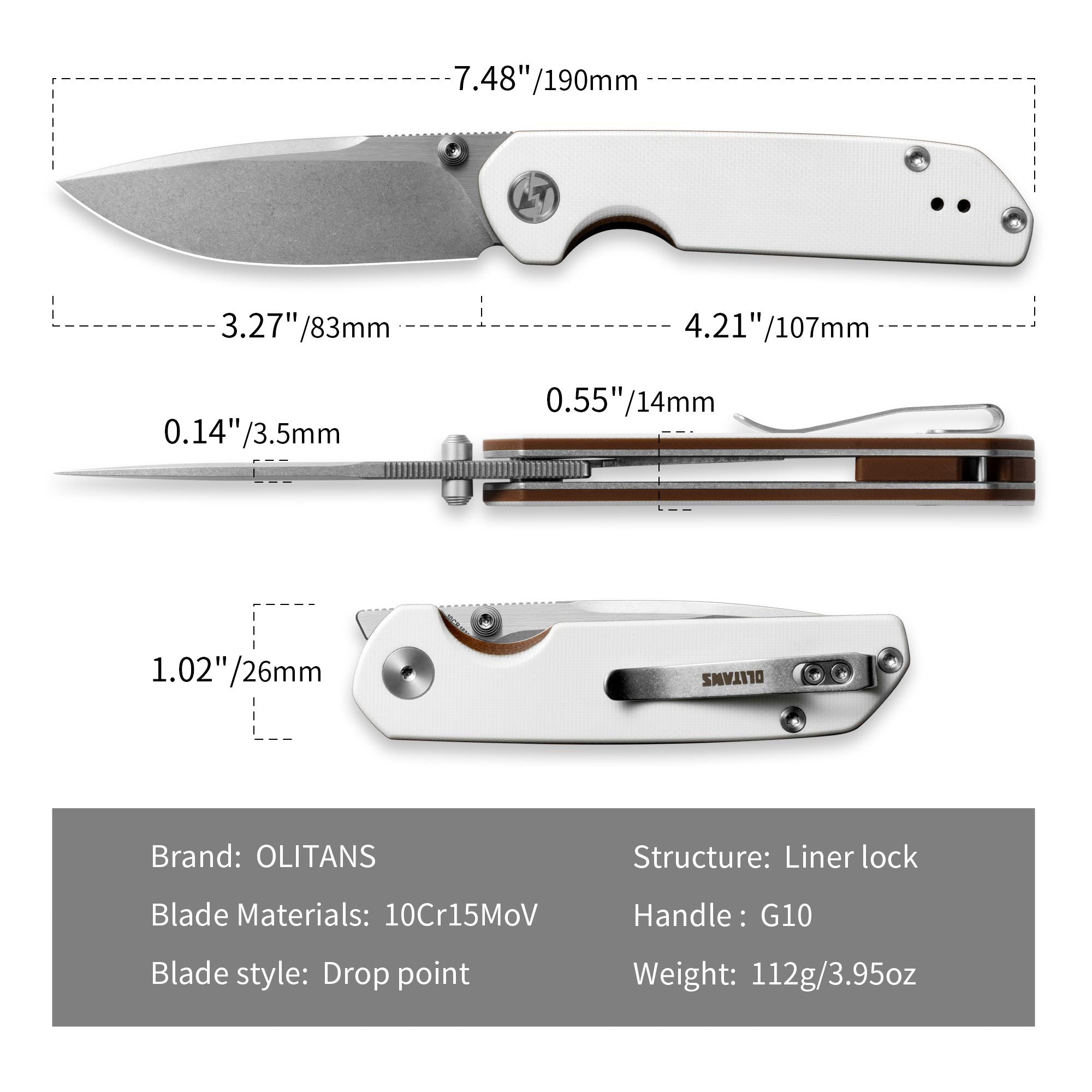 Lemon Shark G071（3.27"+10Cr15Mov+Latte G10）-Liner Lock