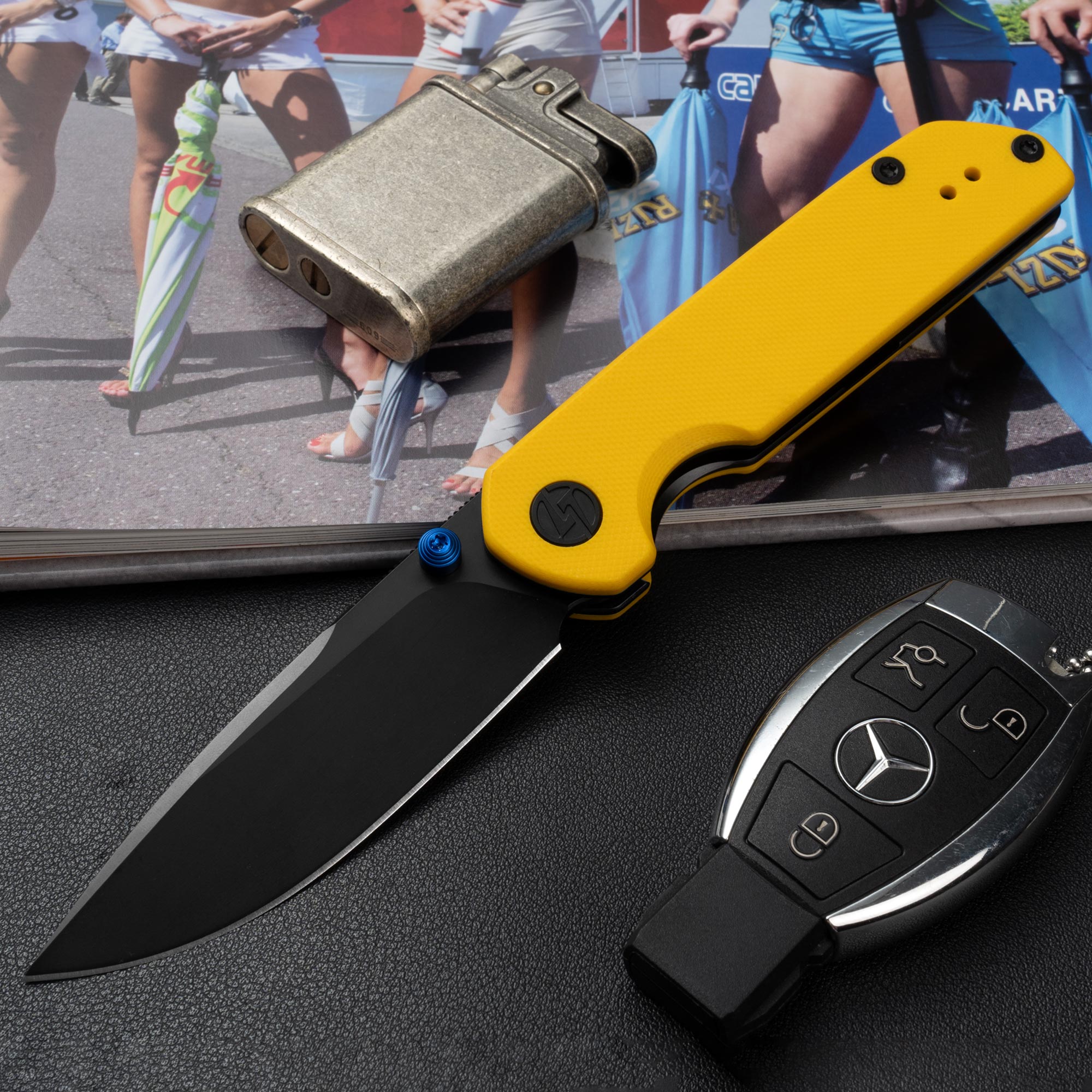 Lemon Shark G071（3.27"+10Cr15Mov+Yellow G10 +Pvd）-Liner Lock