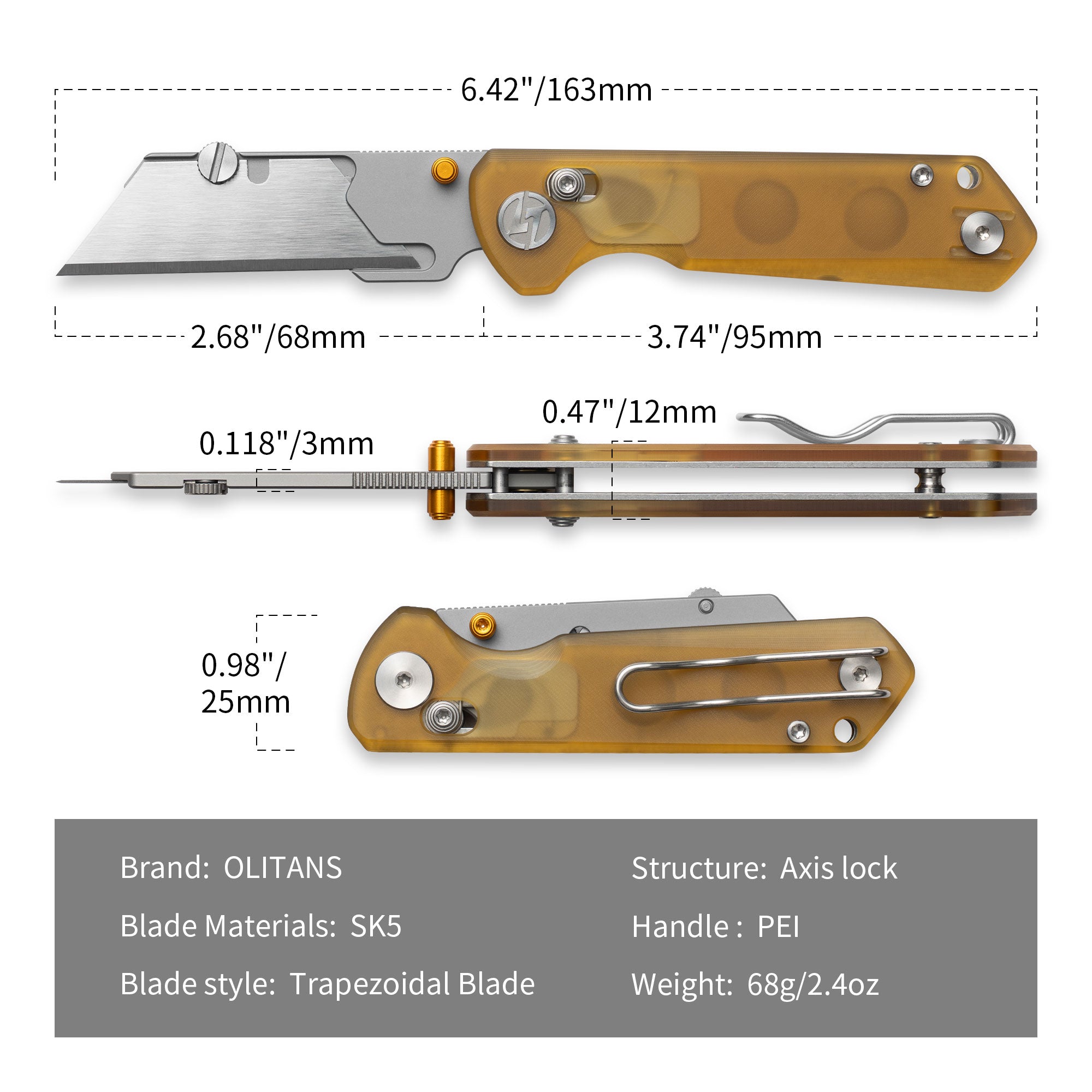 Adélie Penguins G076 Utility Knife (2.68"+SK5 Blade+G10）Blade x10