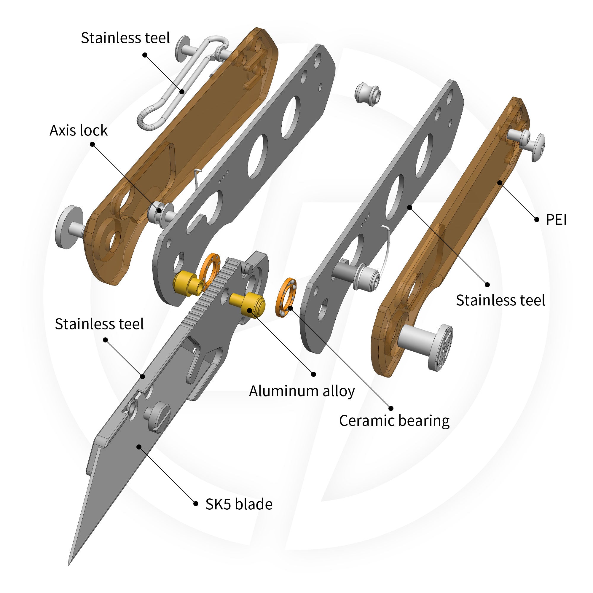 Adélie Penguins G076 Utility Knife (2.68"+SK5 Blade+G10）Blade x10