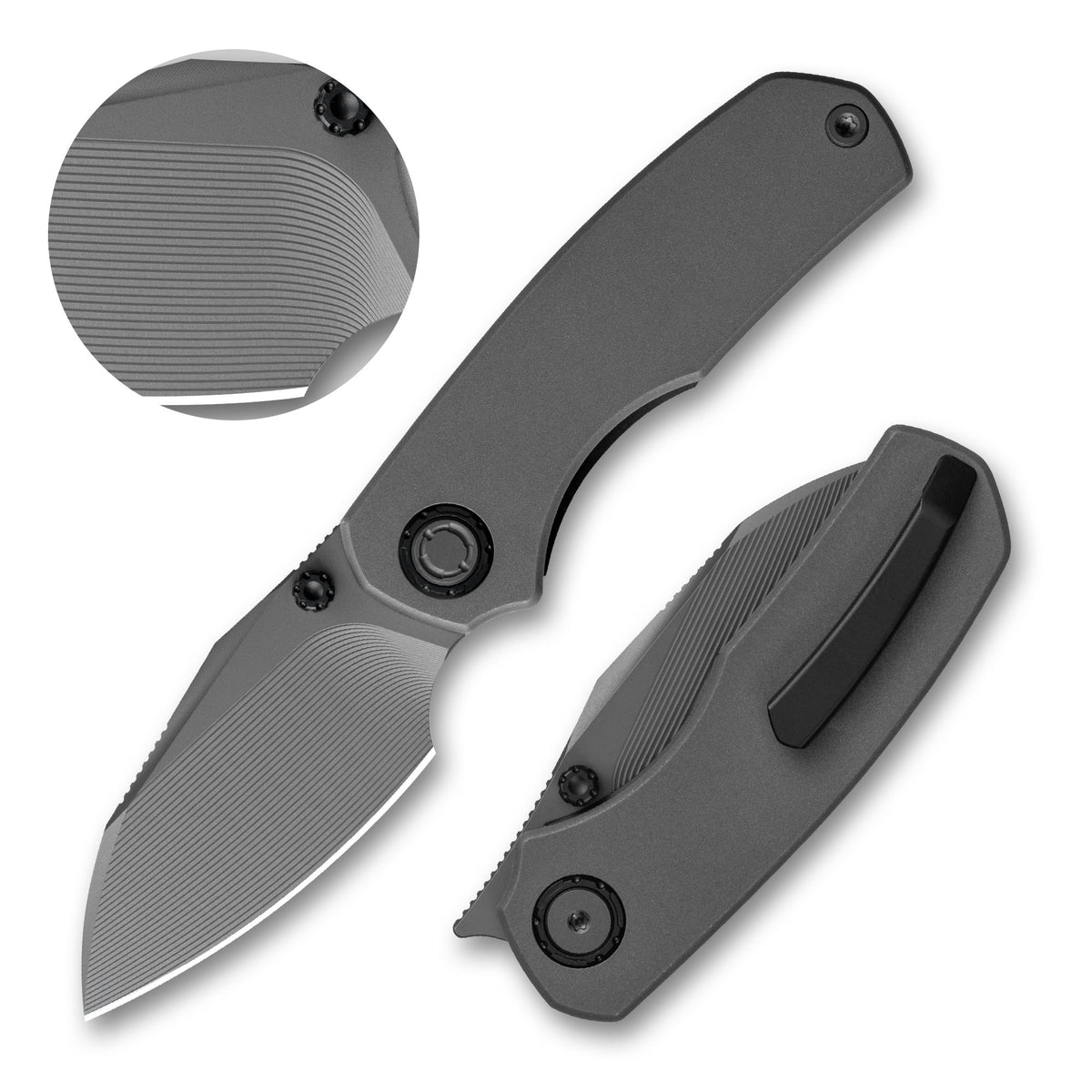 Mini Ti-Mastiff T074（ 2.36'' + Bohler M390 +Step milled+Titanium ）Folding Knife
