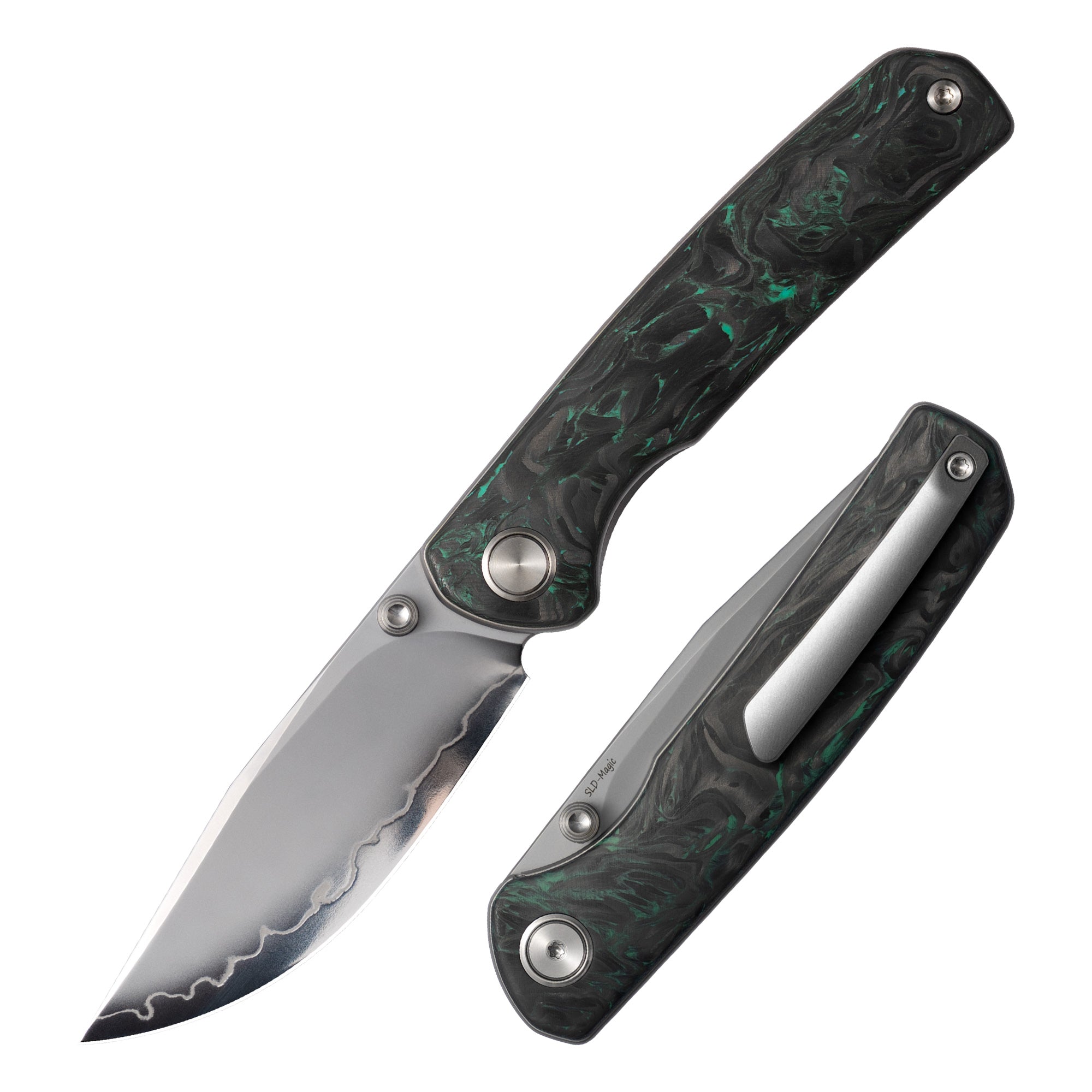 Gecko M070-SLD Folding Knife(3.07''+SLD Magic+Carbon fibre)-Liner Lock-thumb stud-OLITANS