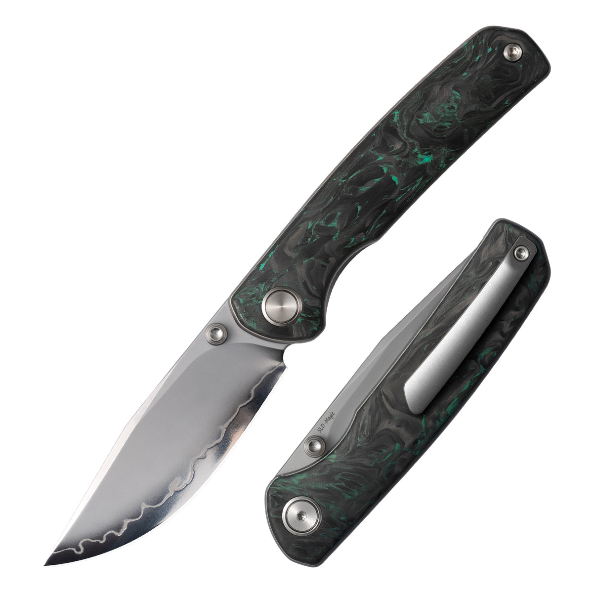 Gecko M070-SLD Folding Knife(3.07''+SLD Magic+Carbon fibre)-Liner Lock-thumb stud-OLITANS