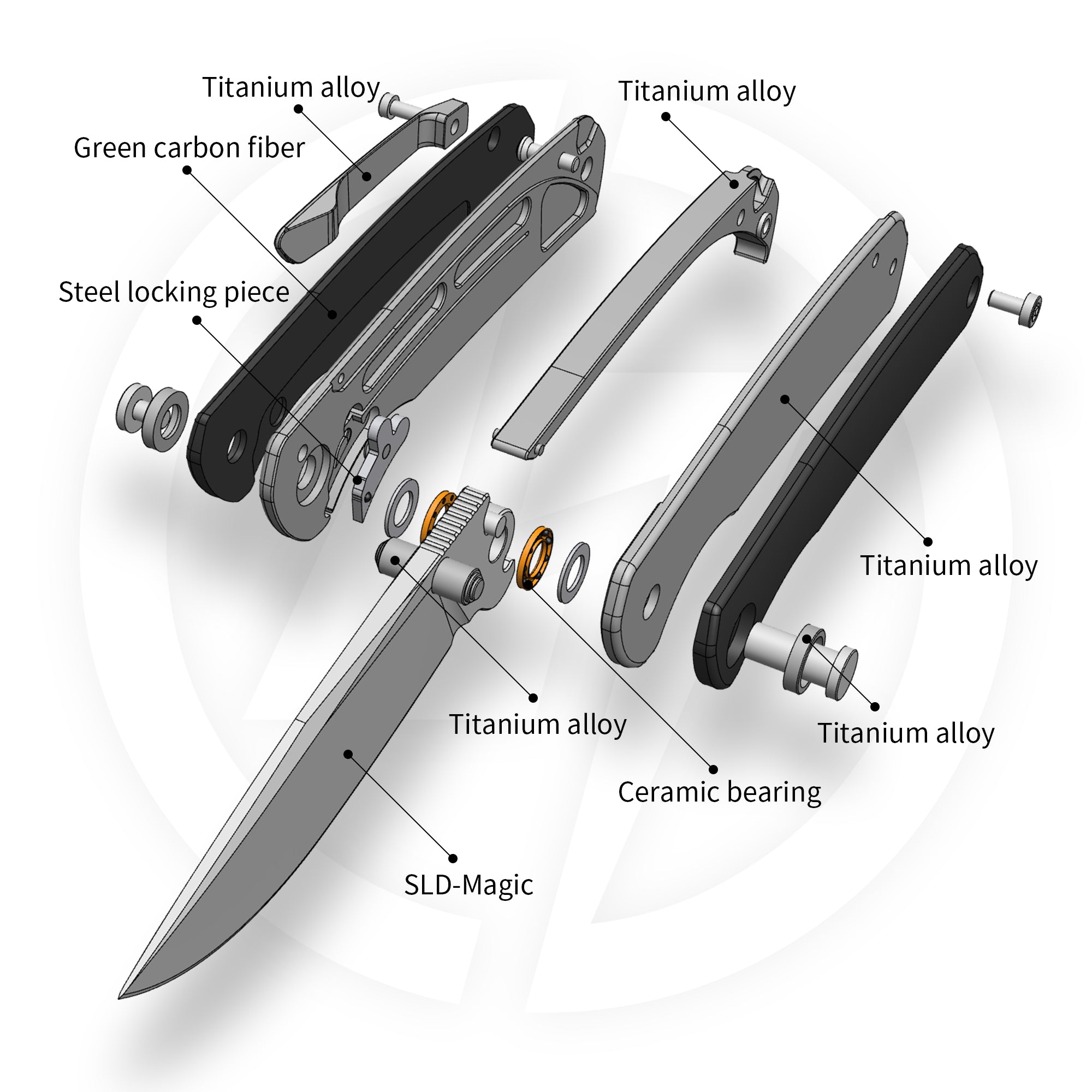 M070-SLD Folding Knife(3.07''+SLD Magic+Carbon fibre)-Liner Lock-thumb stud-OLITANS