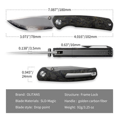Gecko M070 (3.07'+SLD Magic+Carbon fibre)-Liner Lock-thumb stud