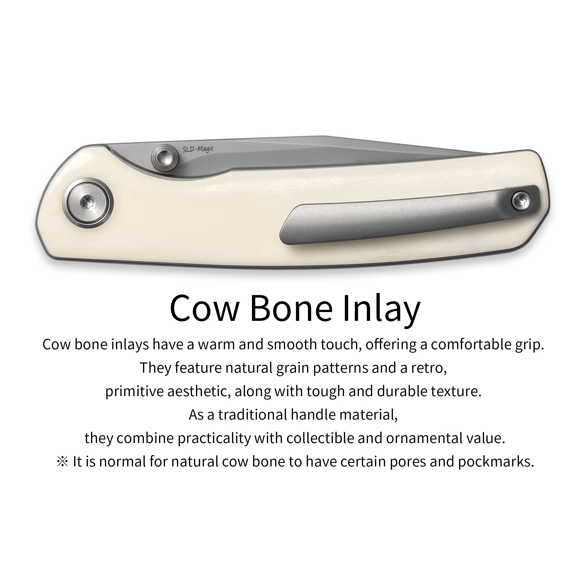 M070-SLD Folding Knife(3.07''+SLD Magic+Cow bone)-Liner Lock-thumb stud-OLITANS
