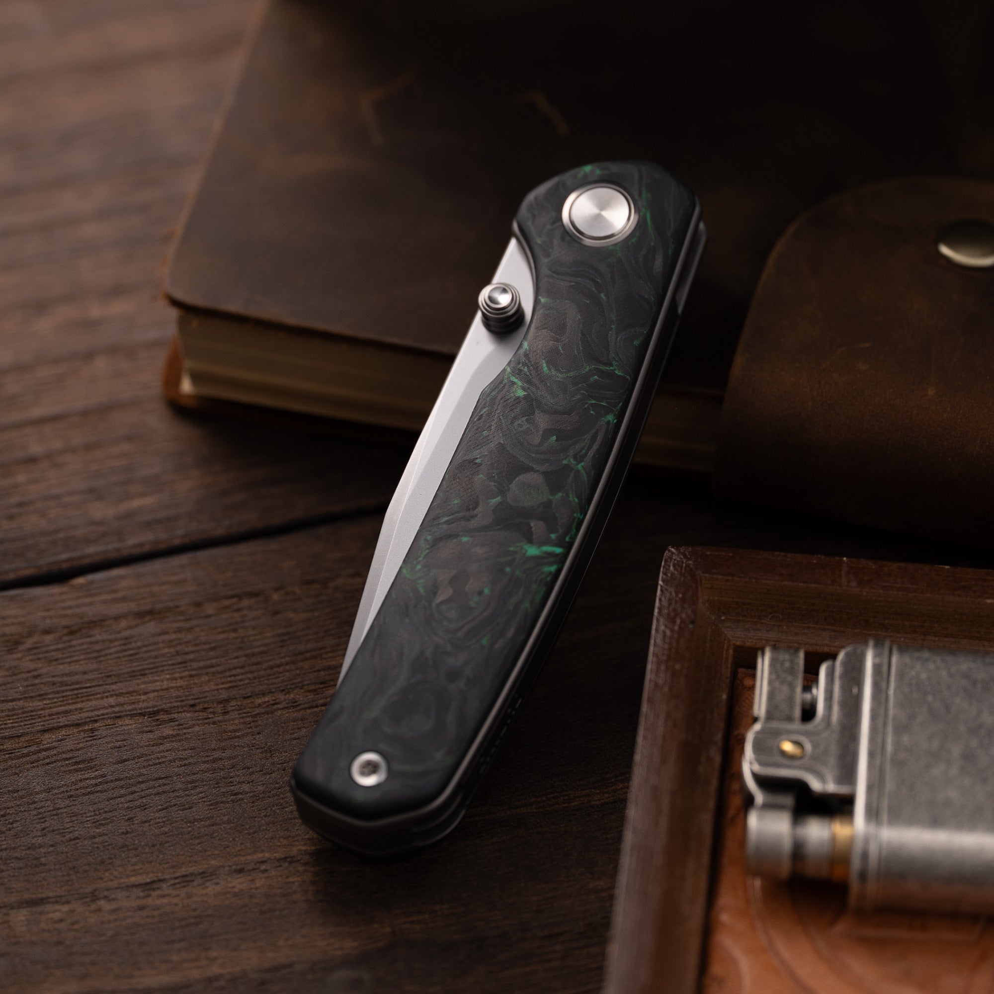 Gecko M070-SLD Folding Knife(3.07''+SLD Magic+Carbon fibre)-Liner Lock-thumb stud-OLITANS