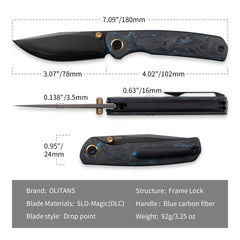 Gecko M070 (3.07"+SLD Magic+DLC+Carbon fibre)-Liner Lock-thumb stud