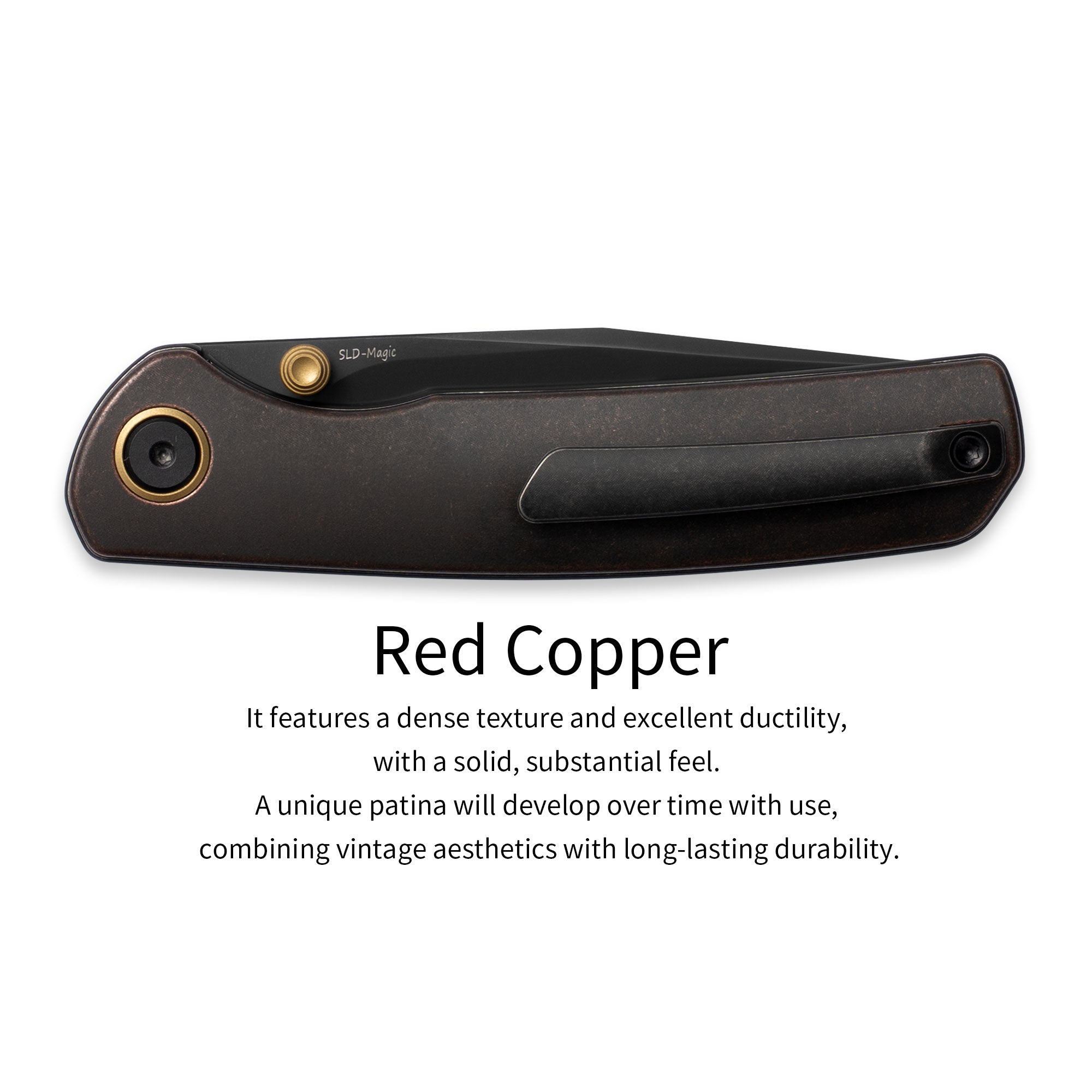 Gecko M070-SLD Folding Knife(3.07"+SLD Magic+Copper)-Liner Lock-thumb stud-OLITANS