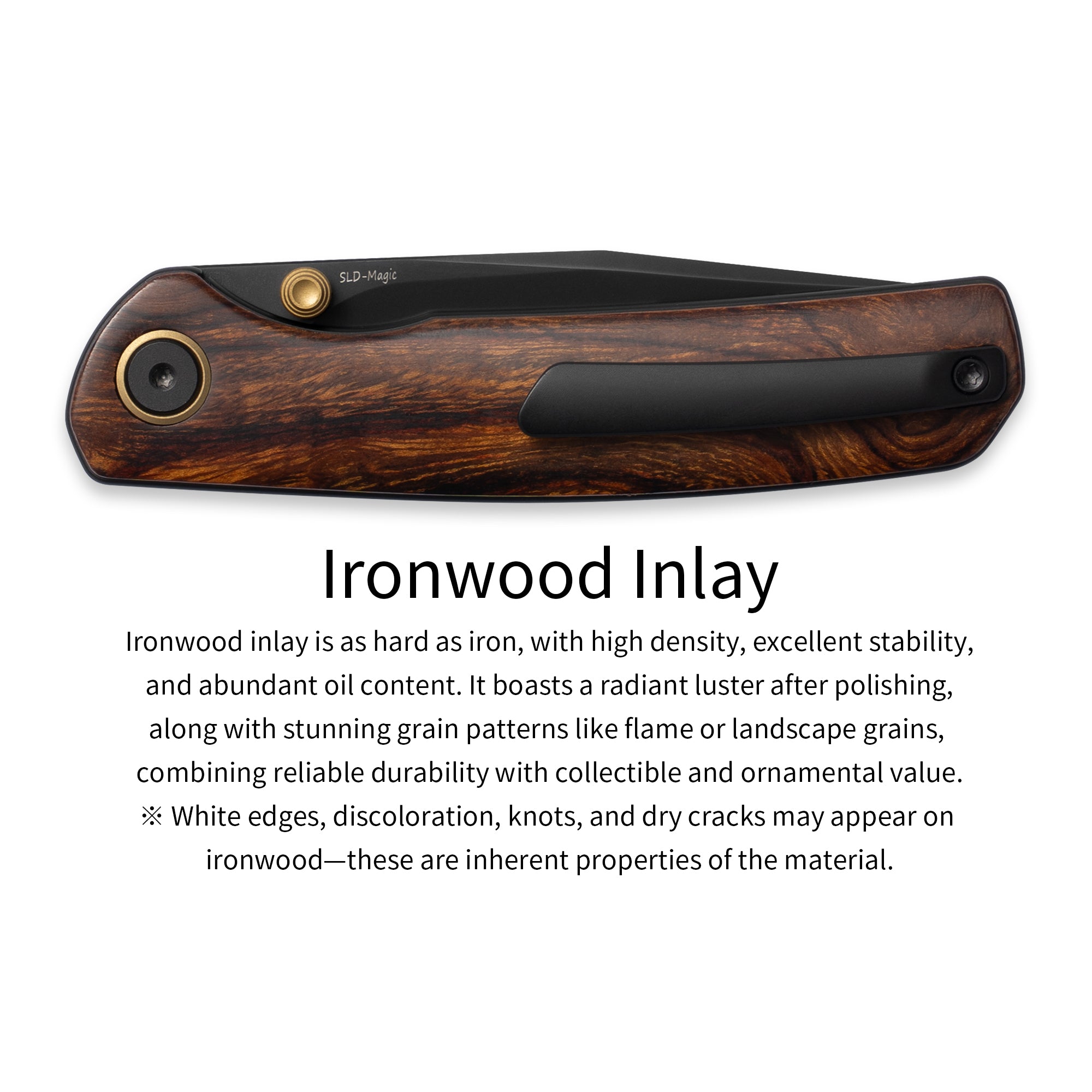 M070-SLD Folding Knife(3.07"+SLD Magic+Wood)-Liner Lock-thumb stud-OLITANS