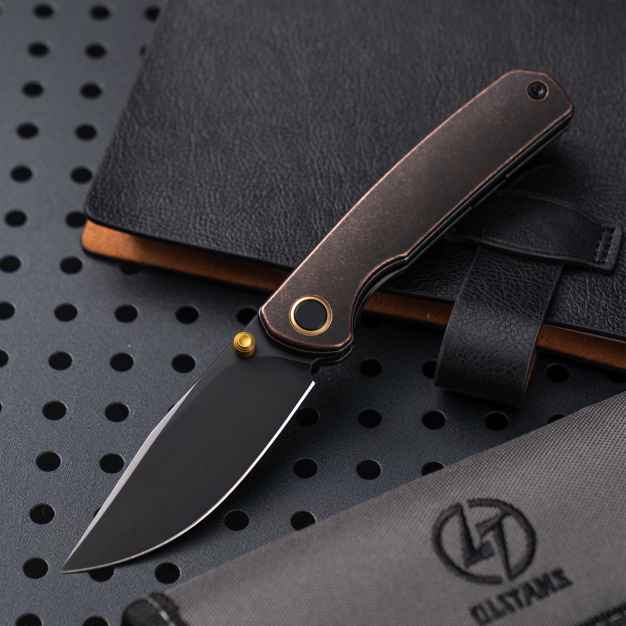 Gecko M070-SLD Folding Knife(3.07"+SLD Magic+Copper)-Liner Lock-thumb stud-OLITANS