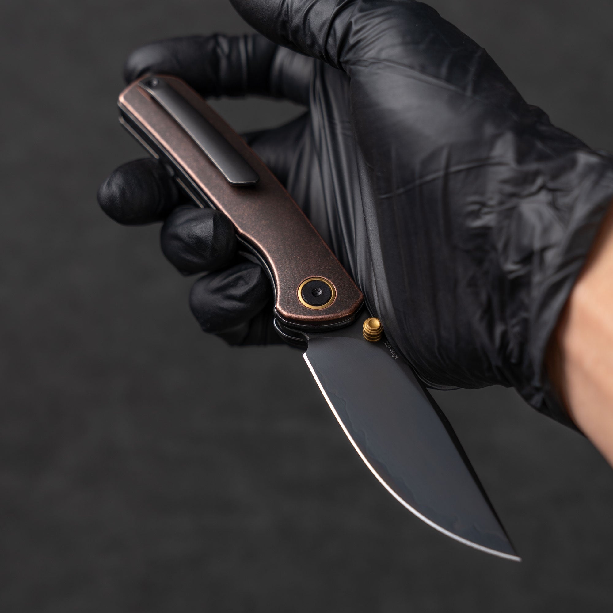 Gecko M070-SLD Folding Knife(3.07"+SLD Magic+Copper)-Liner Lock-thumb stud-OLITANS