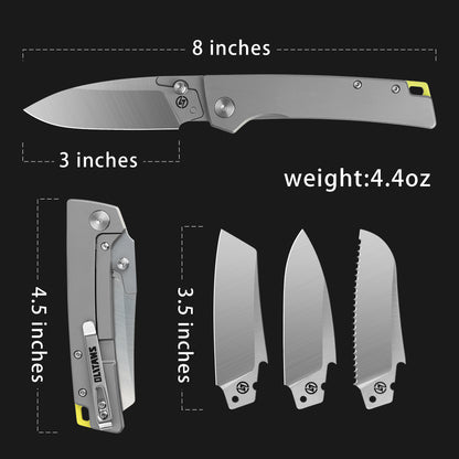 OLITANS T024 Folding Knife for EDC, Replaceable blades Pocket knife, TC4 Titanium Alloy Handle, for Outdoor, Survival, Hunting and Camping, 4.4oz