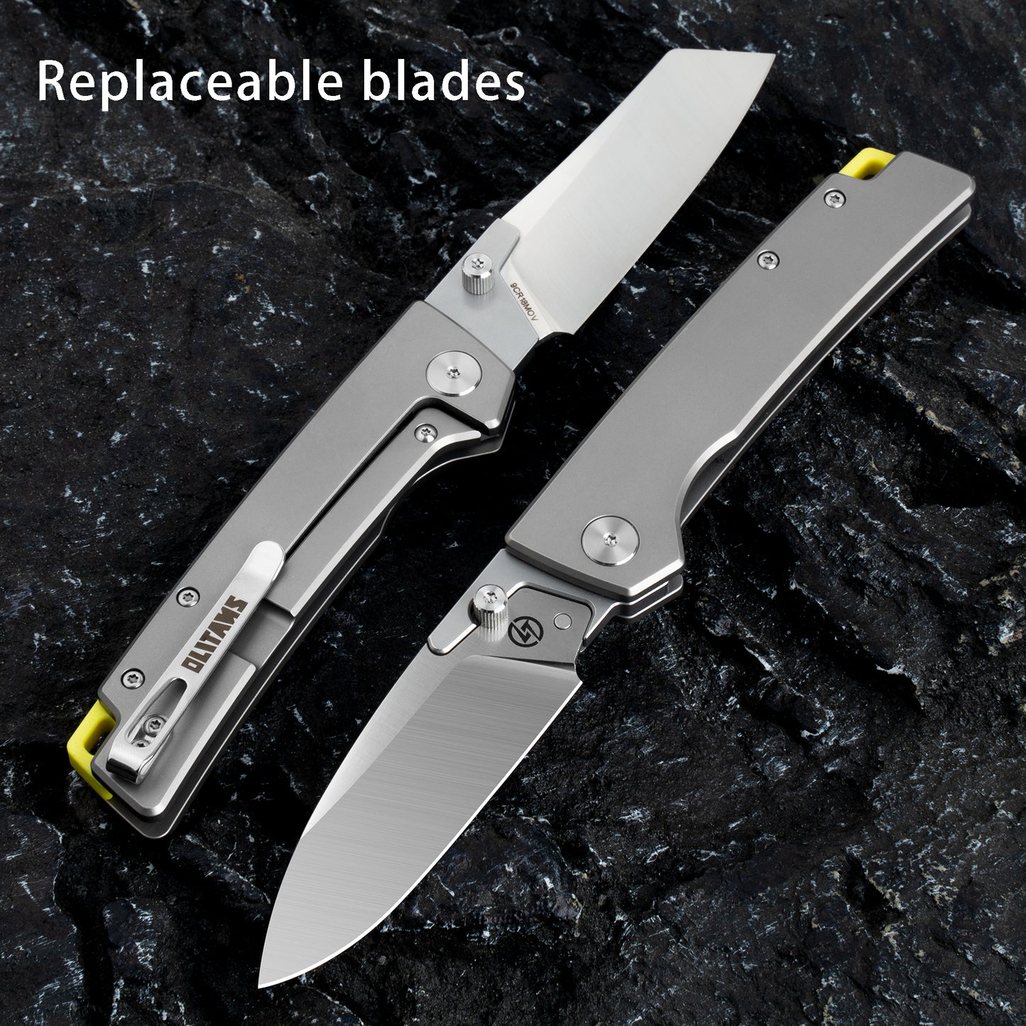 OLITANS T024 Folding Knife for EDC, Replaceable blades Pocket knife, TC4 Titanium Alloy Handle, for Outdoor, Survival, Hunting and Camping, 4.4oz