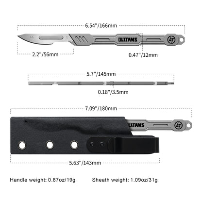 T038 Scalpel knife, 5.7'' Titanium scalpel handle, with 10pcs #24 Blades and Knife sheath, EDC Multi-Tool Craft Knives for Box Opening, Paper Cutting