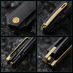 T041 Pocket Knife 2.6'' M390 Blade + Titainium Handle - Frame Lock - Flipper