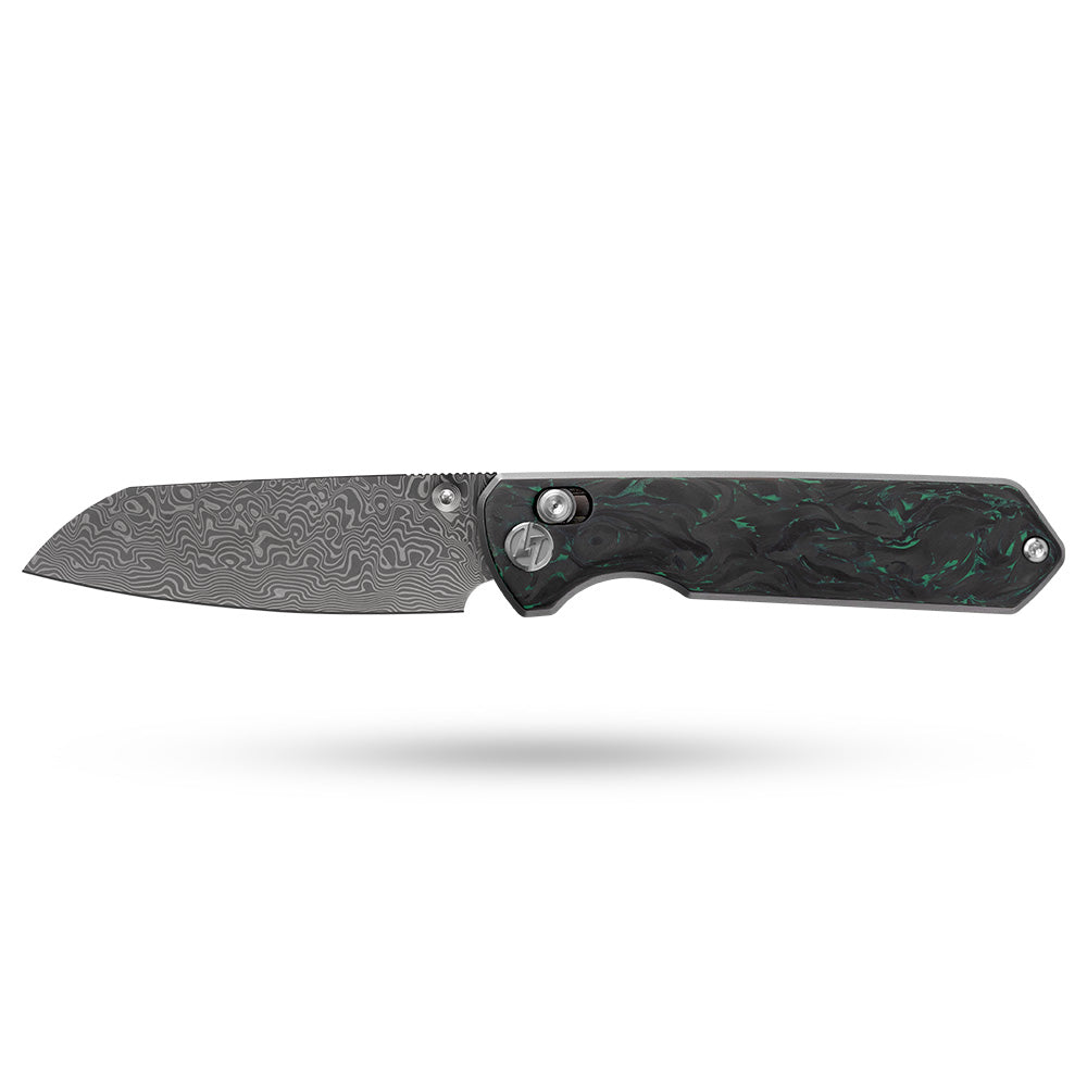 Imperial Penguin M060(3.35''+Damascus+Carbon fibre)-Axis lock-thumb stud