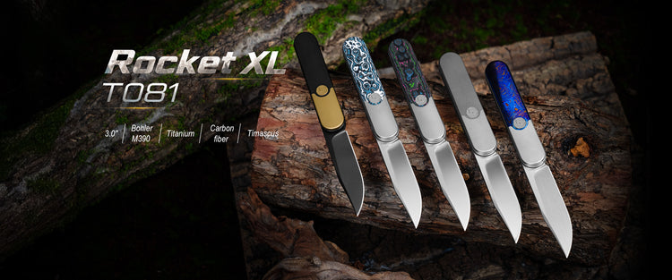 Rocket XL T081 (3.07''+M390+Blue Carbon Fiber)-Liner Lock-Front Flipper